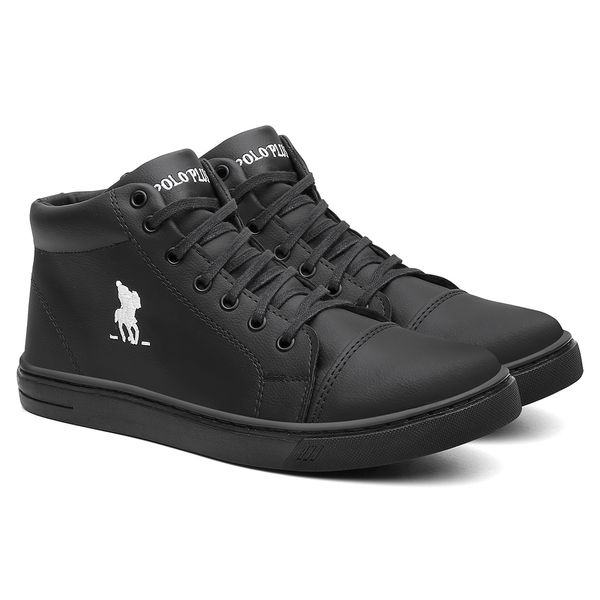 Sapat nis Cano Alto Todo Preto Masculino KRN SHOES Cal ados