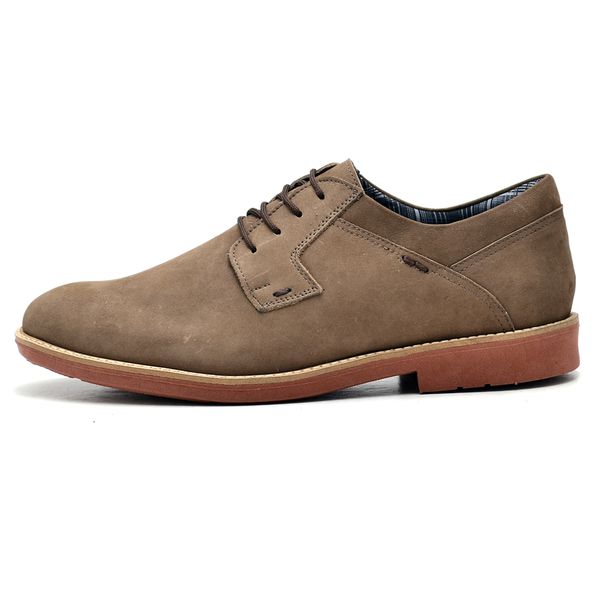 Sapato Masculino Nobuck em Couro Bege KRN SHOES Cal ados Casuais