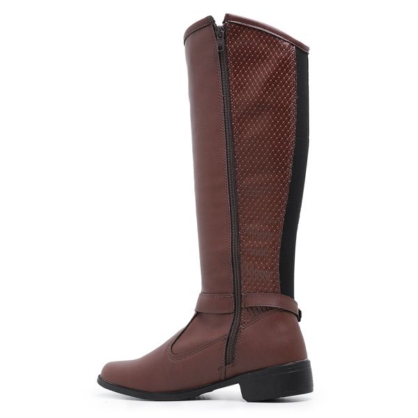 Bota Feminina Montaria Napa Sint tica Ziper Capuccino KRN SHOES