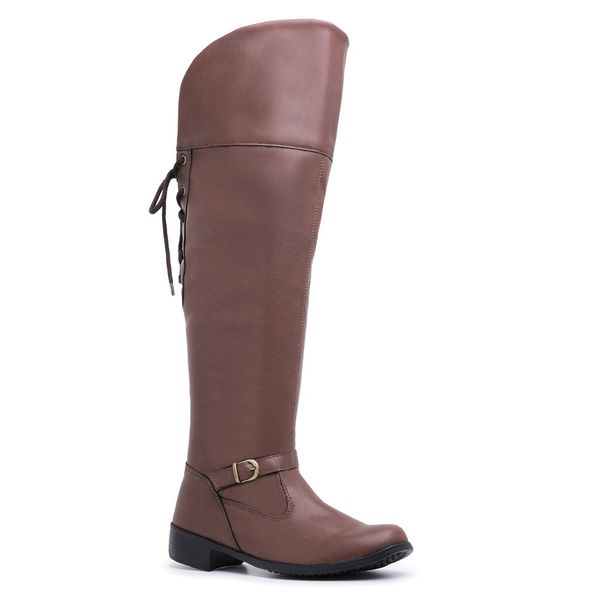 Bota Feminina Over the Knee Napa Sint tica Ziper e Atacador