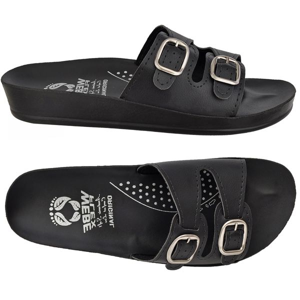 Kit 02 Sandálias Femininas Ortopédicas Conforto Fivelas Cinza