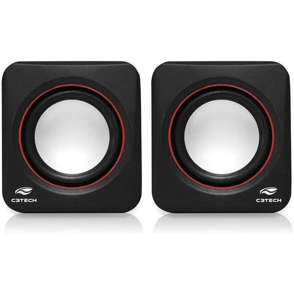 C3Tech Caixa de som SP-301BK Preto - Sistema de áudio 2.0 P2 Com Blindagem Eletromagnética Alimentação via porta USB