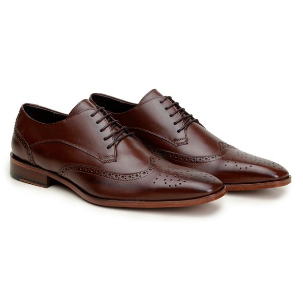 Sapato Social Brogue Derby Andreoli Tabaco - DGalloni