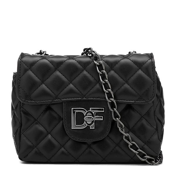 Bolsa Feminina Dhaffy Matelassê Fecho e Alça de Corrente Preto