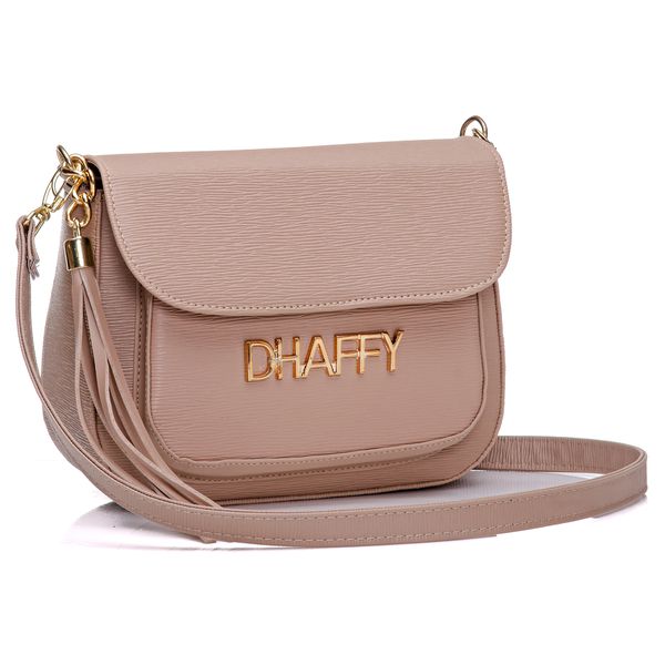 Bolsa Feminina Dhaffy Com Bolso na Frente Nude Dhaffy