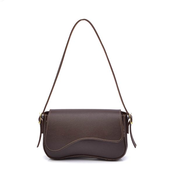 Bolsa Feminina de Ombro Baguete Café com Fechamento Magnético