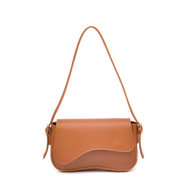 Bolsa Feminina de Ombro Baguete Caramelo com Fechamento Magnético