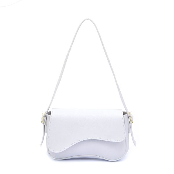 Bolsa Feminina de Ombro Baguete Off White com Fechamento