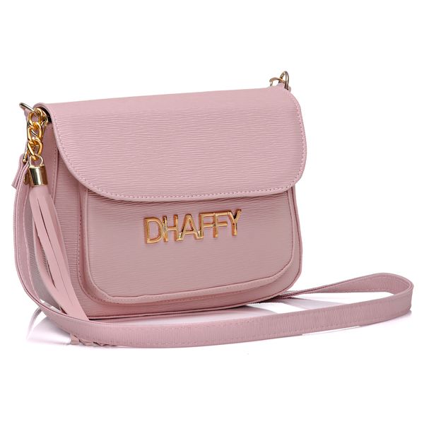 Bolsa Feminina Dhaffy Com Bolso na Frente Rosa Dhaffy