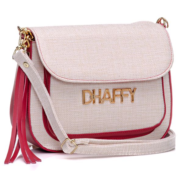 Bolsa Feminina Dhaffy Com Bolso na Frente Palha Vermelha Dhaffy