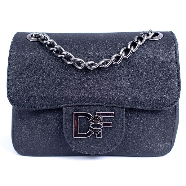 Bolsa Feminina Com Brilho De Festa Cluth Dhaffy Preto 