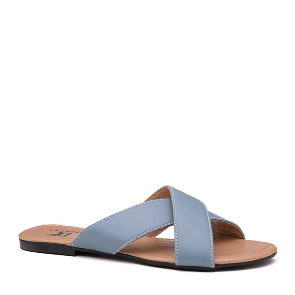 Sandália Rasteira Feminina Tiras Dhaffy Azul DHAFFY