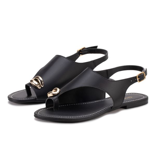 Sandália Rasteira Feminina Dhaffy Detalhe em Anel no Dedo