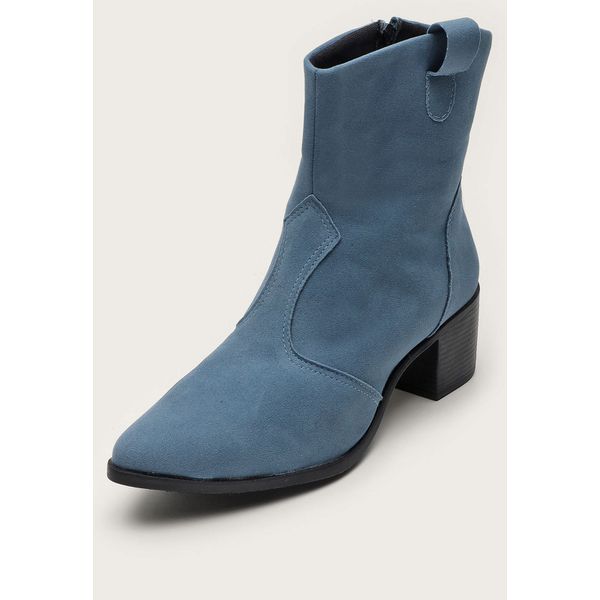 Bota Feminina Western Azul Cano Médio Dhaffy 