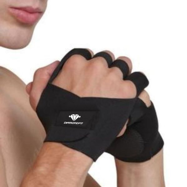 Par de Luva Academia Com Munhequeira Para Cross Musculação Grip Cross Hook Feminina Masculina
