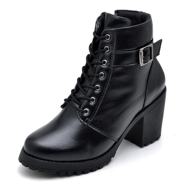 Bota Coturno Feminino DiConfort Motociclista Confort Preto