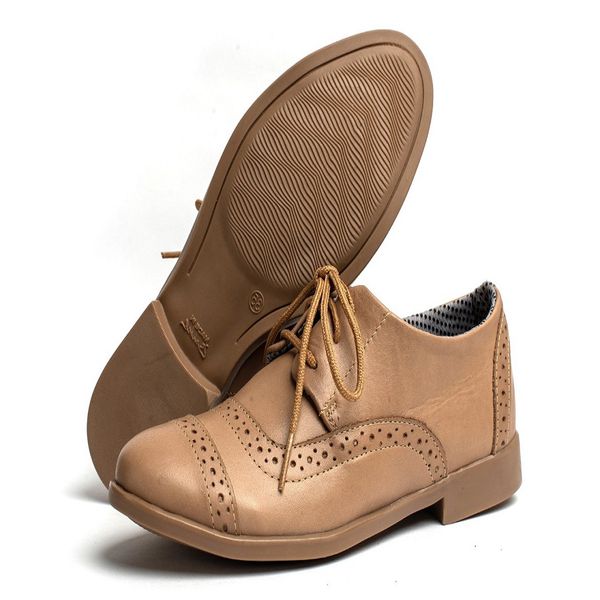 Sapato Feminino Oxford Casual Salto Baixo Taupe