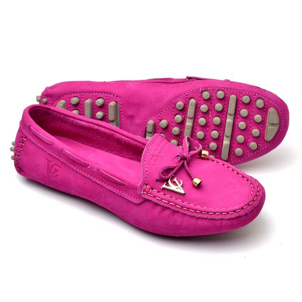 Mocassim Drive Sapatilha Feminina Via Confort Couro Pink