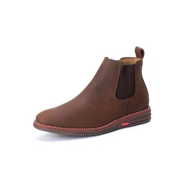 Bota Botina Chelsea de Conforto Anatômico Ortopédico Com Palmilha Gel Pinhao