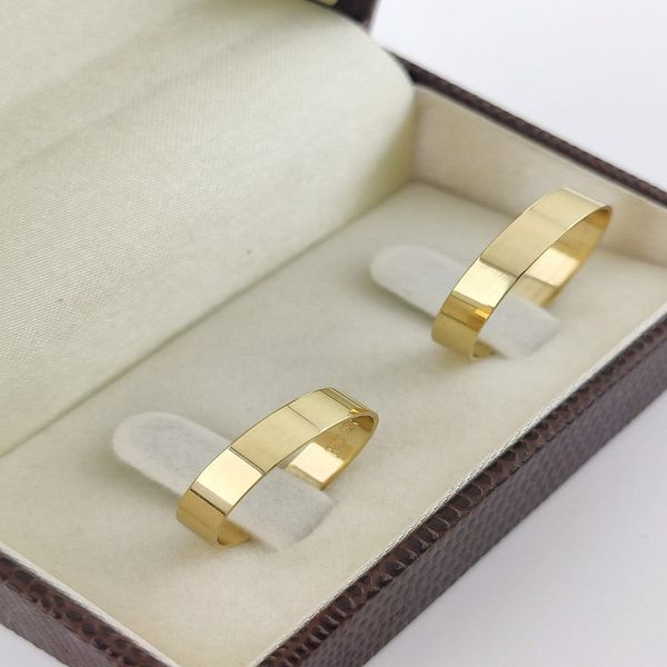 Alianças de Ouro18k Noivado e Casamento Banhado a Ouro 18k 