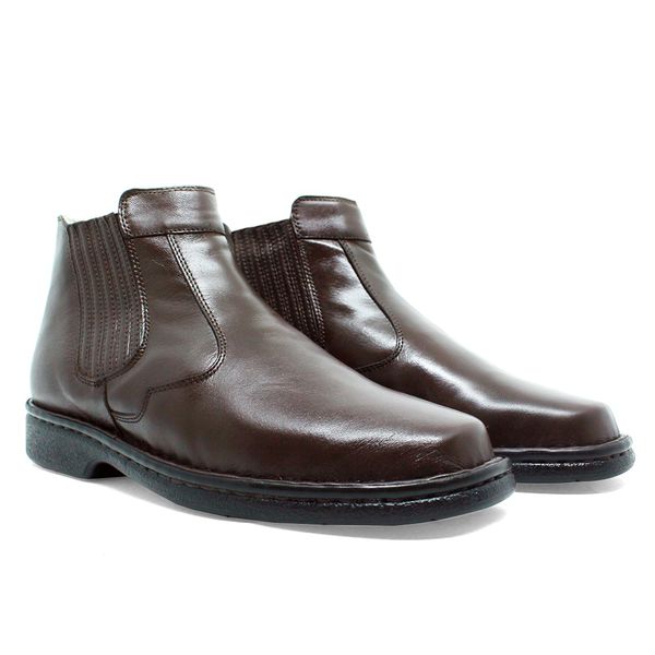 BOTA BOTINA MASCULINA CONFORTO EM COURO CAFÉ 351