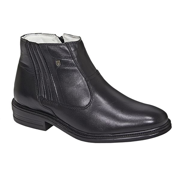 BOTA MASCULINA EM COURO PRETO E SOLA DE BORRACHA 235