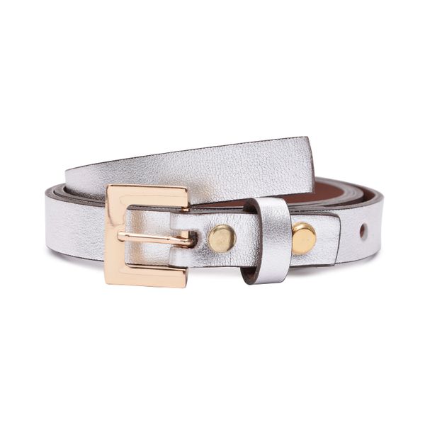 Cinto Feminino Prata em Couro Metalizado DIfranca - 18525