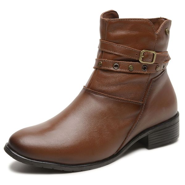 Bota Feminina Casual Conhaque Couro DIfranca - 9095