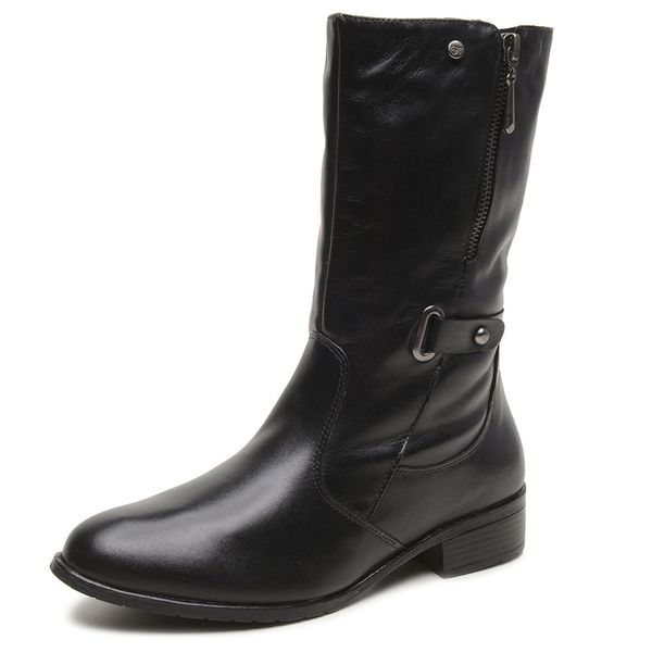 Bota Feminina Montaria Preto Couro DIfranca - 9094