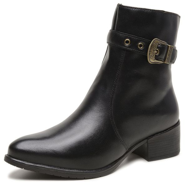 Bota Feminina Casual Preto Couro DIfranca - 9086