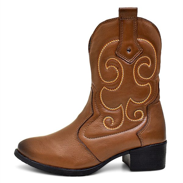 Bota Feminina Texana Western Whisky Couro DIfranca - 245