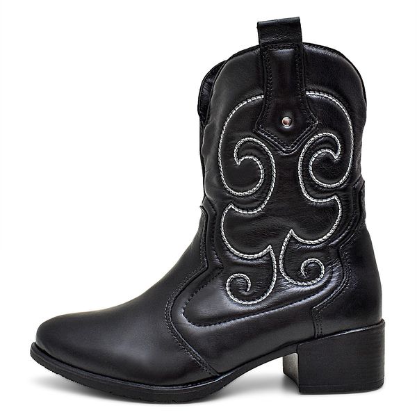 Bota Feminina Texana Western Preto Couro DIfranca - 245