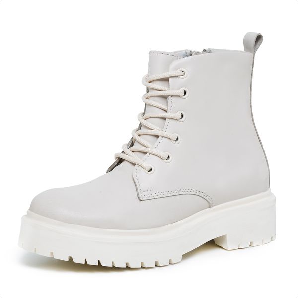 Bota Feminina Coturno Off White Couro Flay DIfranca - 383