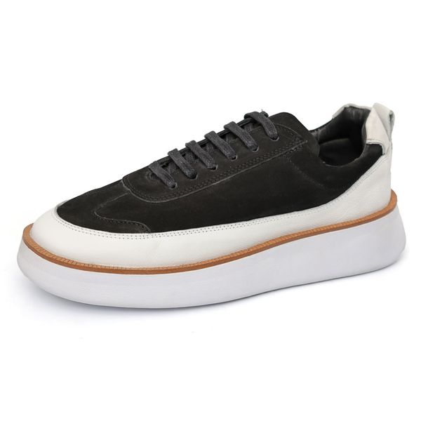 Tênis Masculino Casual Preto e Branco Couro DIfranca - 7708