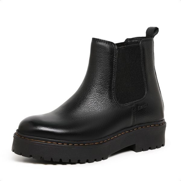 Bota Feminina Coturno Preto Couro Floater DIfranca - 381