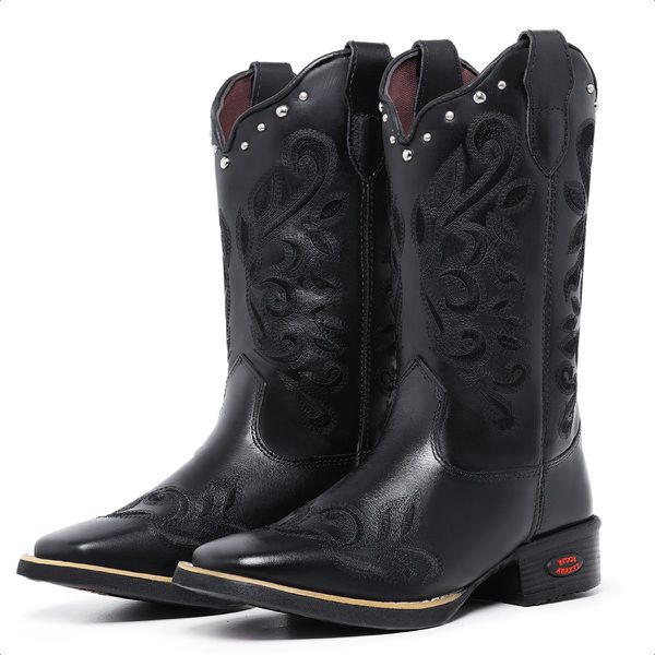 Bota Feminina Texana Preto Couro DIfranca - 6145