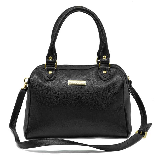 Bolsa Feminina de Mão com Alça Transversal Preto Couro DIfranca - 8600