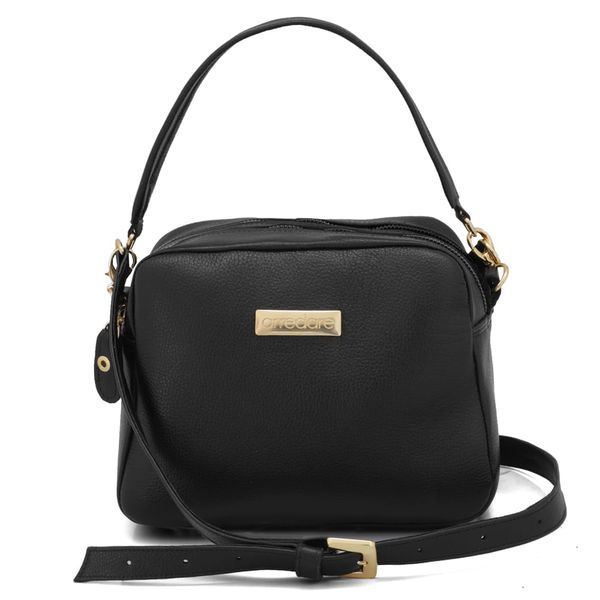 Bolsa Feminina de Mão com Alça Transversal Preto Couro DIfranca - 8602