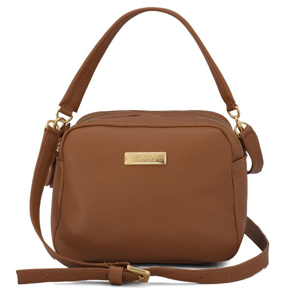 Bolsa Feminina de Mão com Alça Transversal Caramelo Couro DIfranca - 8602