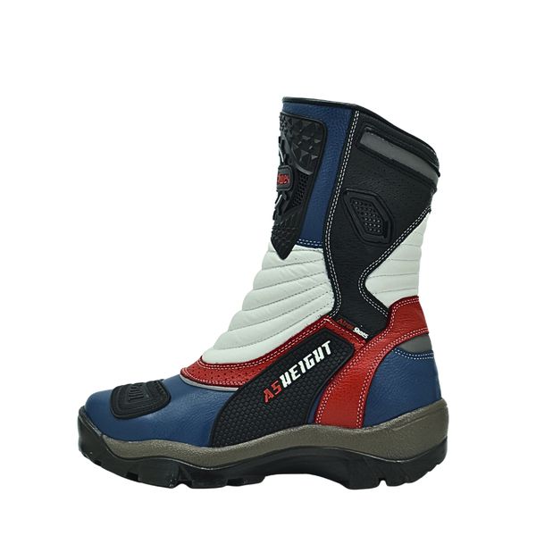 Bota Masculina Motociclista Azul Vermelho Couro DIfranca - 952