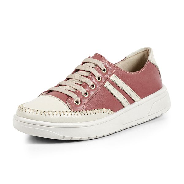 Tênis Feminino Casual Goiaba Bege em Couro DIfranca - 103