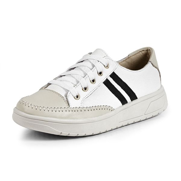 Tênis Feminino Casual Branco em Couro DIfranca - 103
