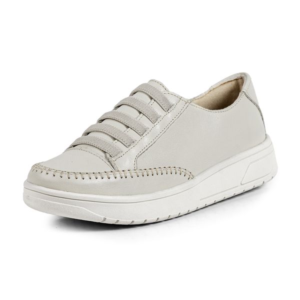 Tênis Feminino Casual Bege em Couro DIfranca - 105