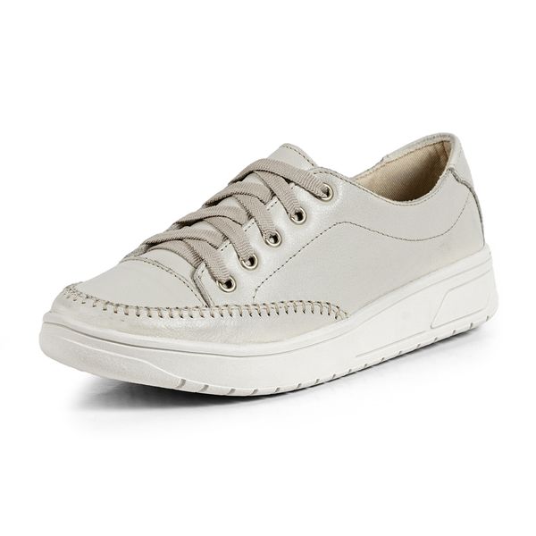 Tênis Feminino Casual Bege em Couro DIfranca - 104