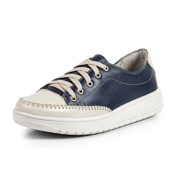 Tênis Feminino Casual Azul Marinho em Couro DIfranca - 104