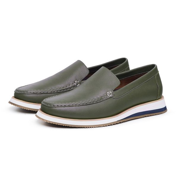 Mocassim Casual Masculino em Couro Stefanello Cooper Verde