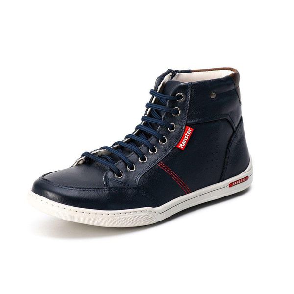 Sapatênis Tênis Cano Alto Couro Flay Linha Conforto True Ranster - 1006 - Azul