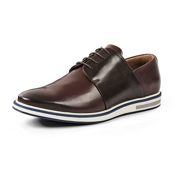 Sapato Casual Masculino Derby Couro Mestiço Reverso - 1100 - Tabaco