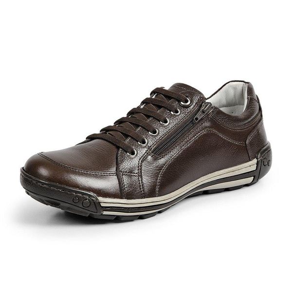 Sapatênis Tênis Couro Natural Linha Conforto Doctor Flex - 3007 - Café