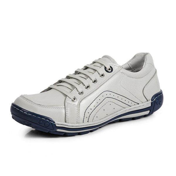 Sapatênis Tênis Couro Natural Linha Conforto Doctor Flex - 3009 - Gelo